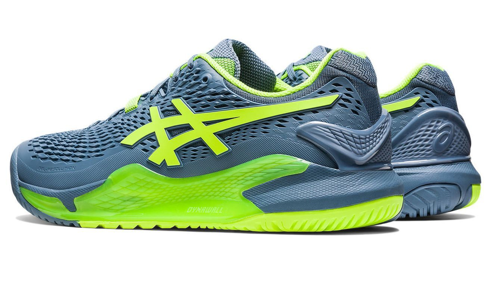 Мужские кроссовки теннисные Asics Gel-Resolution 9 - steel blue/hazard green