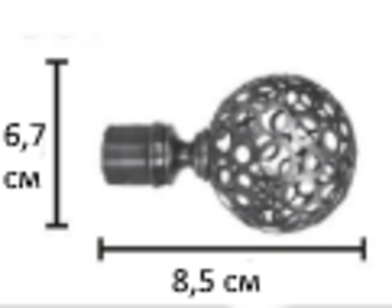 Наконечники "Шар ажурный Ост" для кованых карнизов d25 мм, цвет белый глянец
