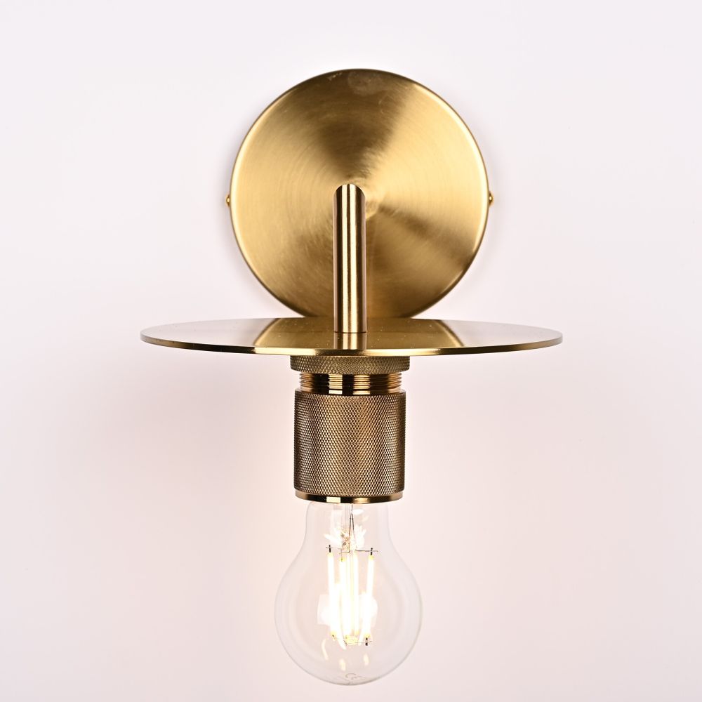 Бра Rh Utilitaire Knurled Disk Shade Sconce Brass By Imperiumloft