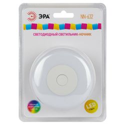 Ночник - светильник светодиодный ЭРА NN-632-SW-W в розетку с выключателем белый | Ночники