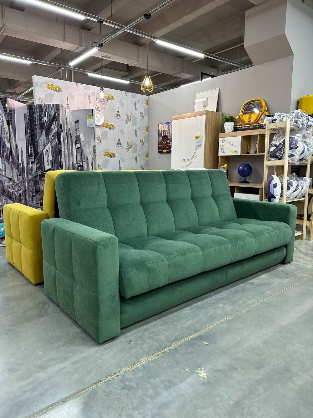 Диван "Фишт" БД с мягкими подлокотниками (задник осн.ткань), Новый Век, г.Екатеринбург (Ultra olive, АКЦИЯ)