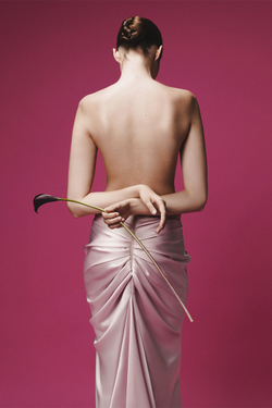 Драпированная юбка макси из сатина со шлейфом