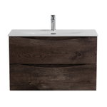 Тумба с раковиной подвесная BelBagno MARINO-CER-MINI-900-2C-SO-RNG-P Rovere Nature Grigio, раковина белая BB-8099-3-90