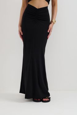 Юбка с драпировкой на бедрах из вискозы черного цвета