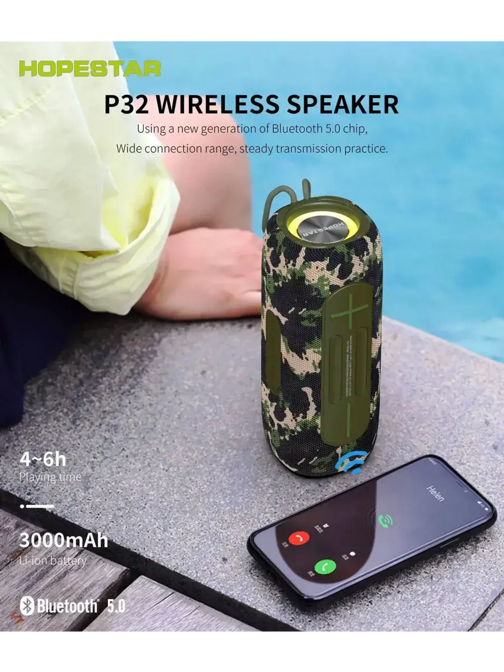 Портативная беспроводная Bluetooth колонка HOPESTAR P32