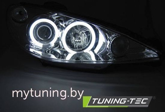 Передние фары chrome angel eyes CCFL для Peugeot 206