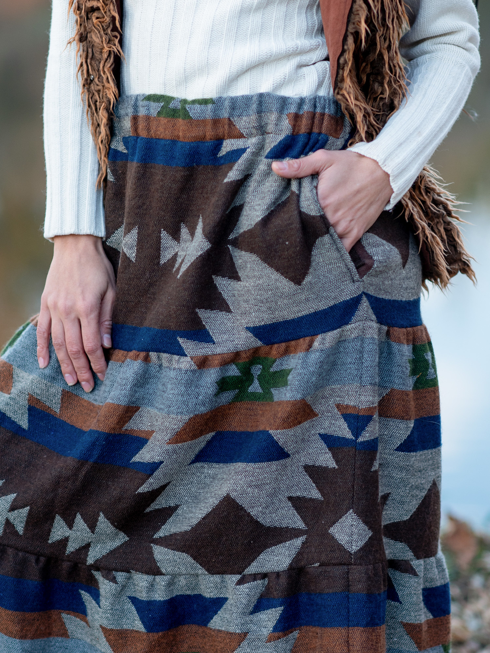 Длинная шерстяная юбка с орнаментом