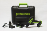Шуруповерт аккумуляторный Greenworks GD24DD35K2  24V с АКБ 2 А.ч и ЗУ в кейсе