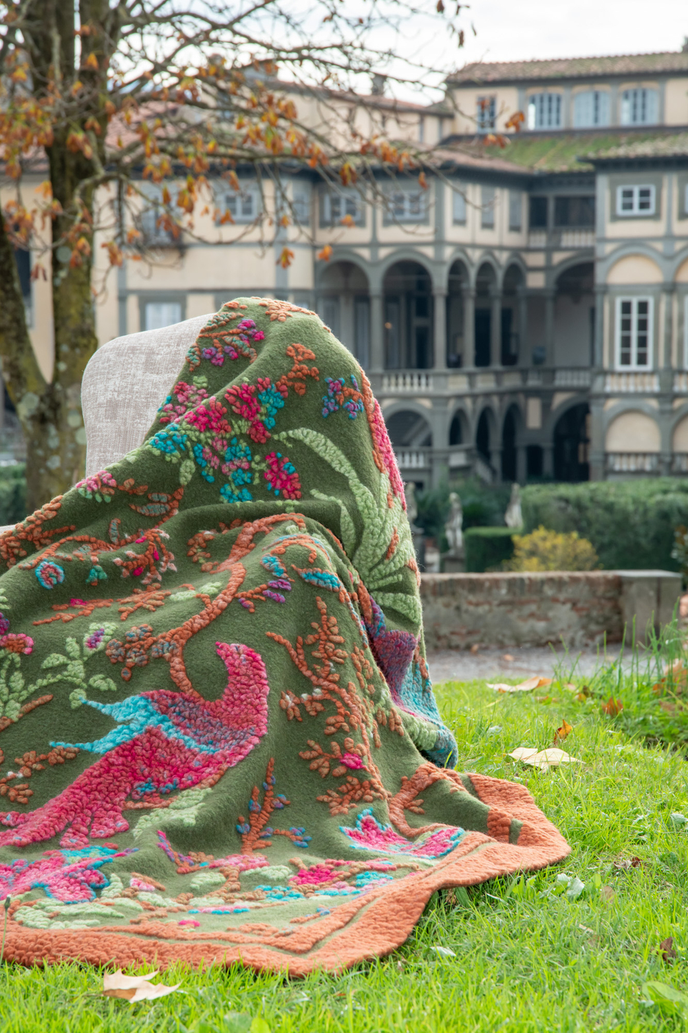 Плед 150x190 Frati Home Paradisiaco Verde зеленый с красным