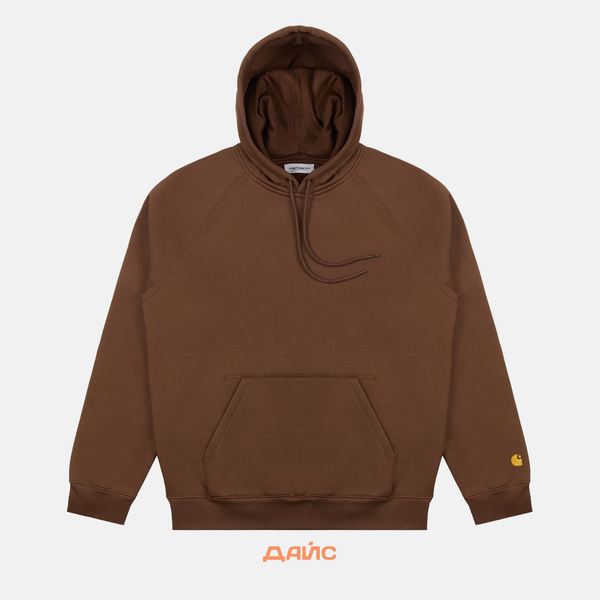 Толстовка мужская Carhartt WIP Hooded Chase Sweatshirt артикул:I033661_chocolate Толстовка мужская Carhartt WIP Hooded Chase Sweatshirt артикул:I033661_chocolate - купить в магазине Дайс