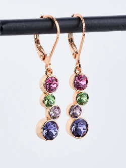 Серьги-подвески Эльза с разноцветными кристаллами Swarovski