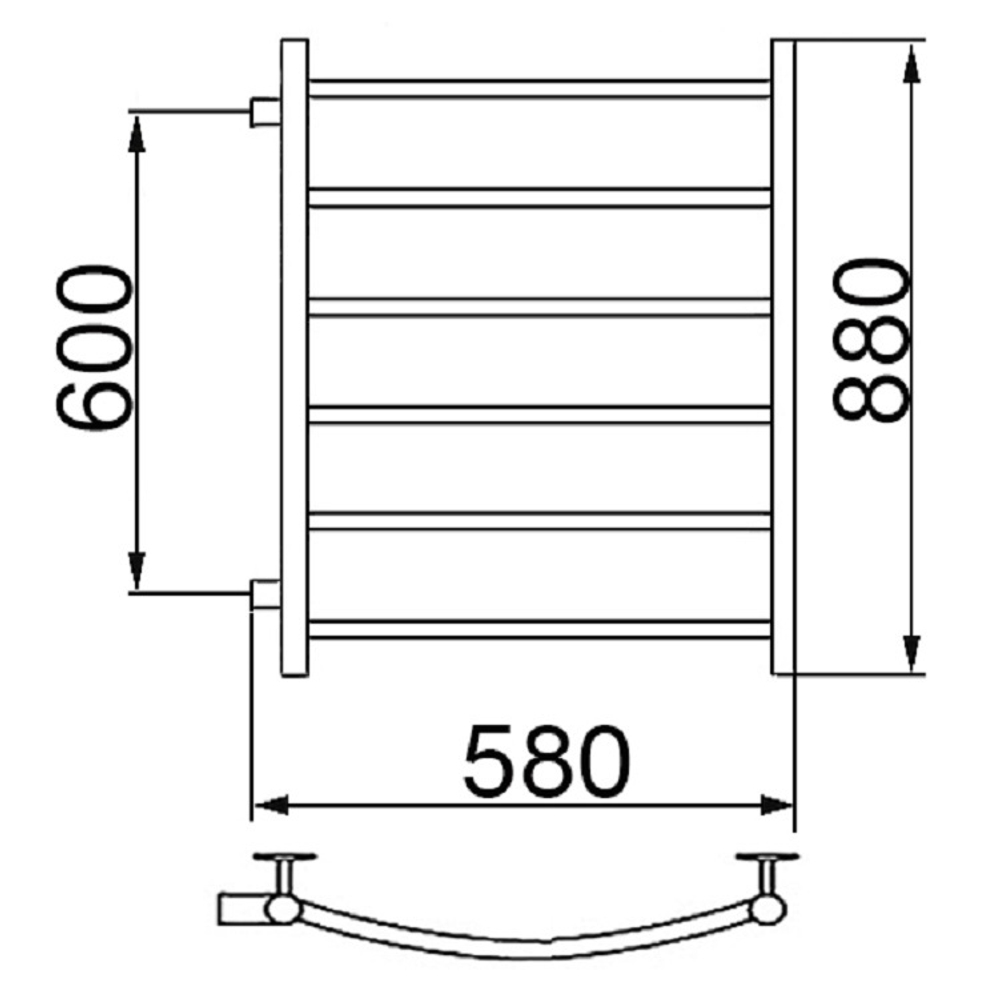 Полотенцесушитель Ника ARC ЛД 80/50 бок. подкл. 60 см, шт