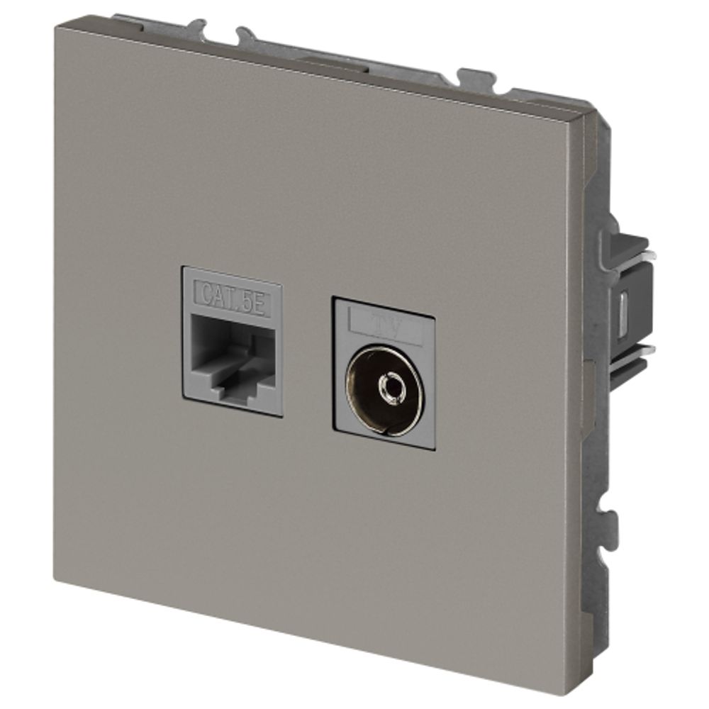 Розетка ЭРА Galaxy 15-3110-07 комбинированная RJ45+TV IP20 титан | Эра Galaxy