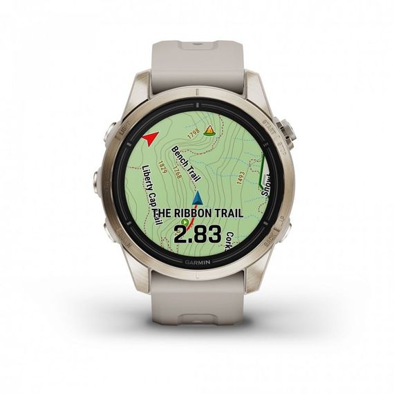 Умные часы Garmin EPIX PRO (Gen 2) Sapphire Edition 42 мм, золотистый корпус со светло-песочным ремешком