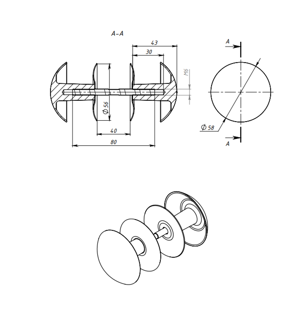РУЧКА-КНОПКА МЕТАЛЛИСТ PК2-1 ПОЛ.МЕДЬ