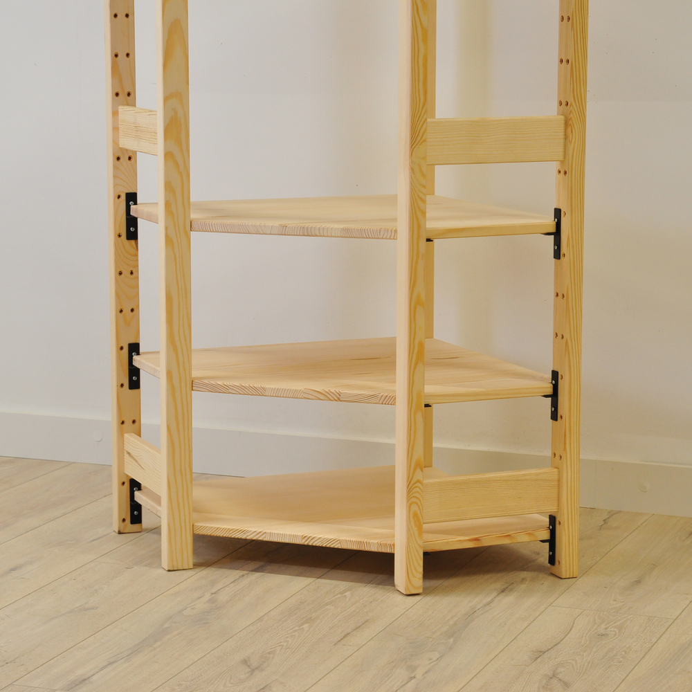 Стеллаж, 60х60х179, Ивари, угловой, деревянный, для игрушек и книг, напольный, Dipriz