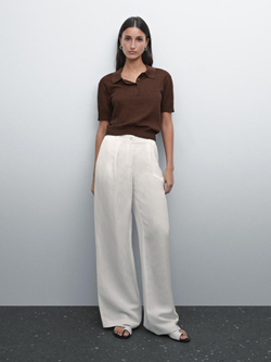 Massimo Dutti Свитер из смесового льна, коричневый