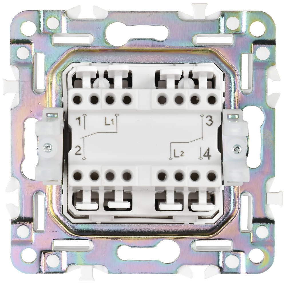 SKANDY Выключатель 2-клавишный проходной 10А SK-V05N металл никель IEK