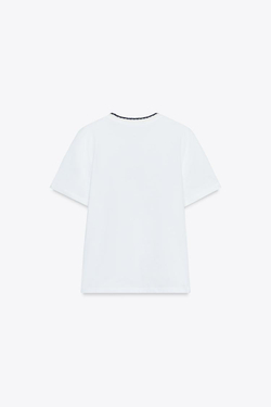 ZARA ФУТБОЛКА С НАДПИСЬЮ, СИНИЙ/БЕЛЫЙ