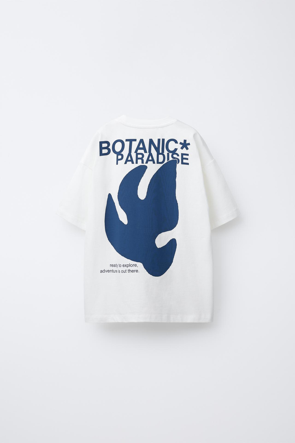 ZARA ФУТБОЛКА ИЗ ТКАНИ С ПРИНТОМ, ЭКРЮ