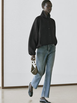 Massimo Dutti Бомбер изо льна и шелка, черный