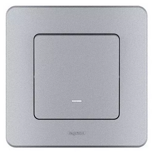 INSPIRIA Выключатель 1-кл. с подсветкой алюминий 673612