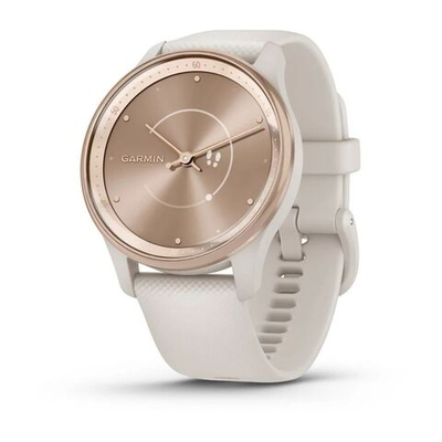 Часы Garmin Vivomove Trend White Cream, Silicone персиковый безель, ремешок слоновая кость, 010-02665-01