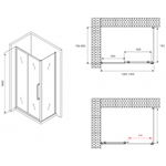 Душевой уголок Abber Schwarzer Diamant 130x80 AG30130BMH-S80BM профиль Черный стекло матовое