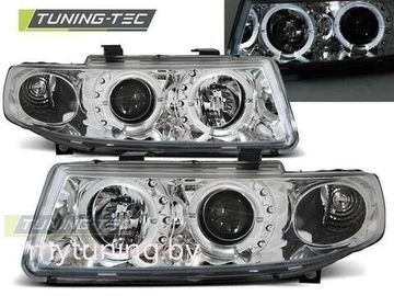 Передние фары Seat Leon 1/Toledo 2 angel eyes chrome