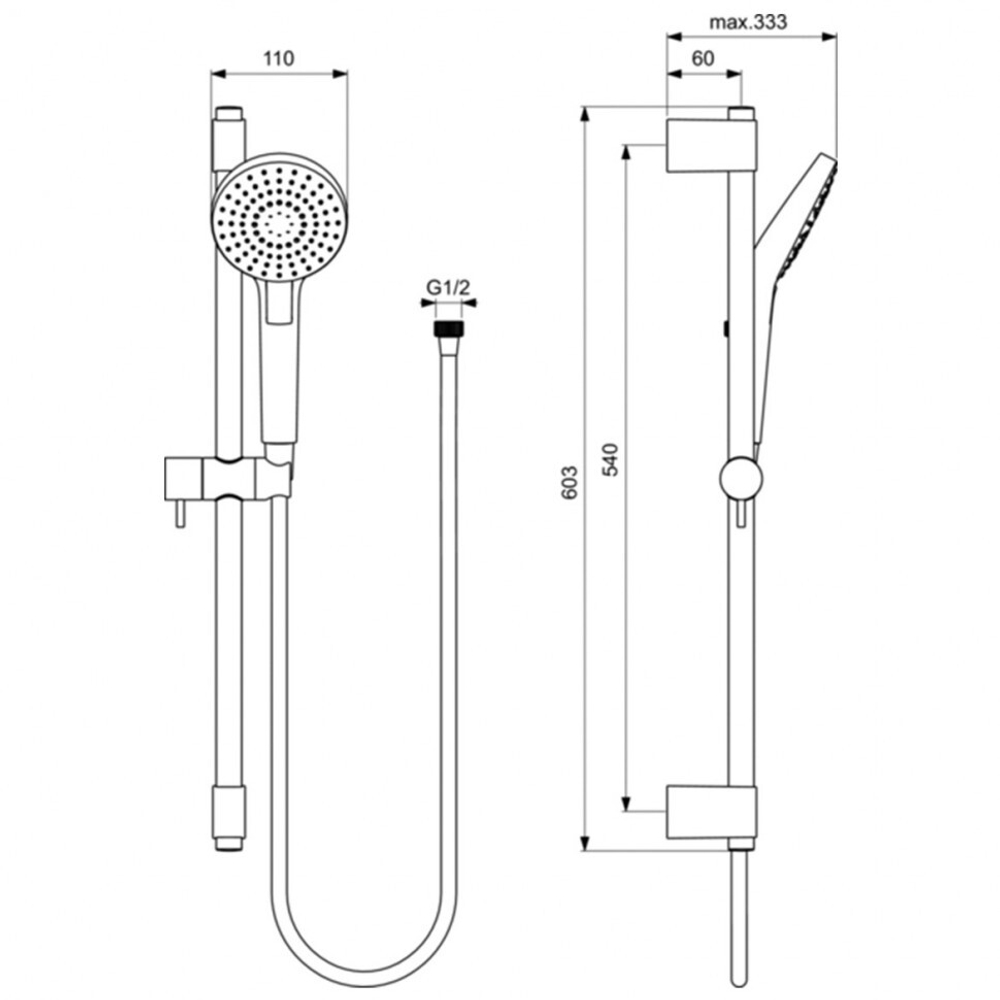 Душевой гарнитур со штангой Ideal Standard IDEALRAIN EVO B2233AA