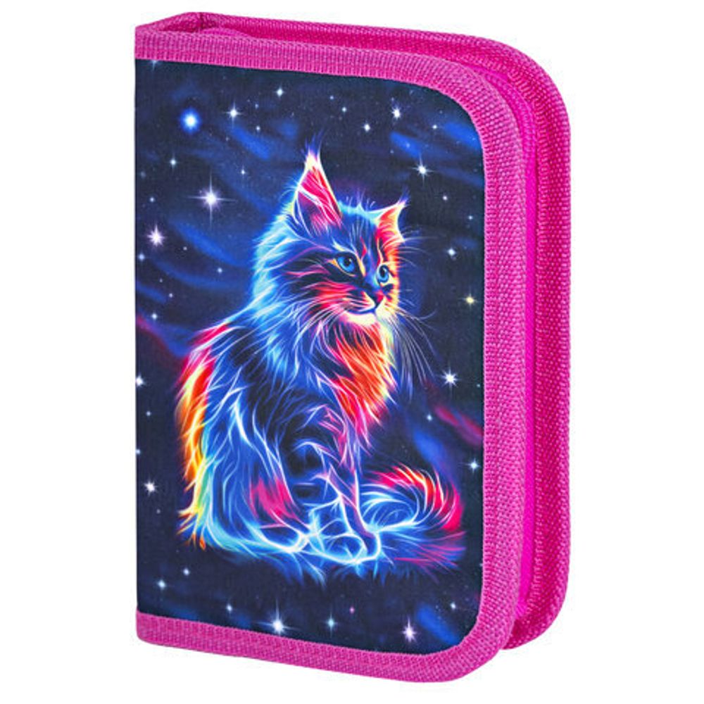 Пенал BRAUBERG, 1 отделение, полиэстер, 21х14 см, "Space cat", 273518
