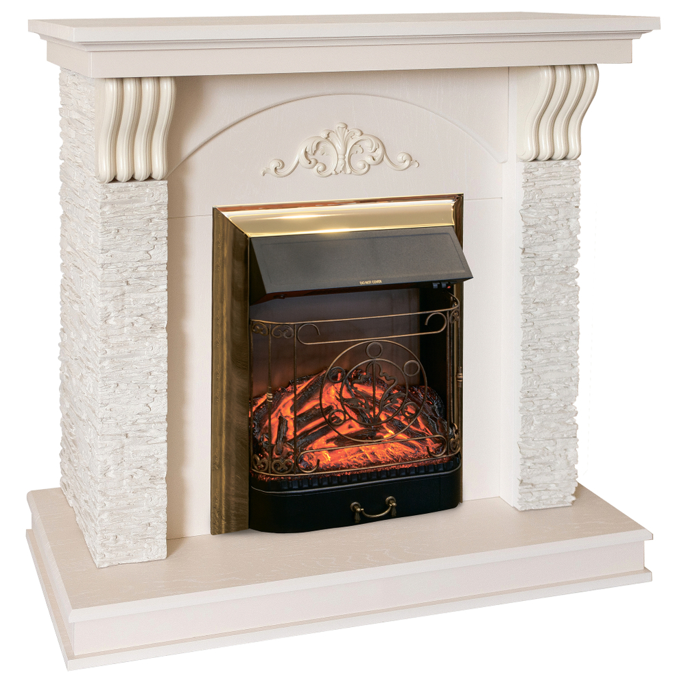 Каминокомплект Real Flame Corfino WT с очагом Majestic Lux Brass