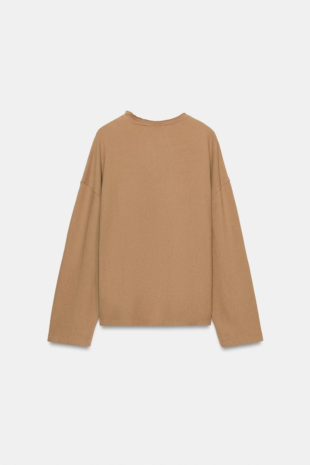 ZARA ФУТБОЛКА С ДЛИННЫМИ РУКАВАМИ, МЯГКИЙ КАШТАНОВЫЙ