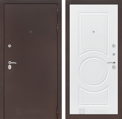 Входная металлическая дверь Лабиринт Classic (Классик) антик медь 23 Белый софт