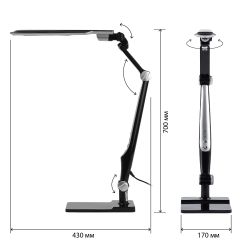 Настольный светильник ЭРА NLED-497-12W-BK светодиодный на струбцине и с основанием черный
