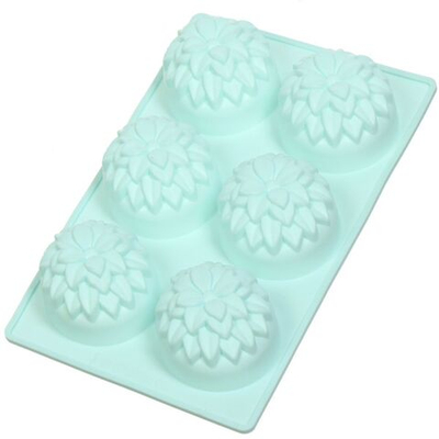 Форма для выпечки силикон, 17.5х29.5 см, прямоуг, 6 кексов, Daniks, Хризантемы Квантум, Y4-5177