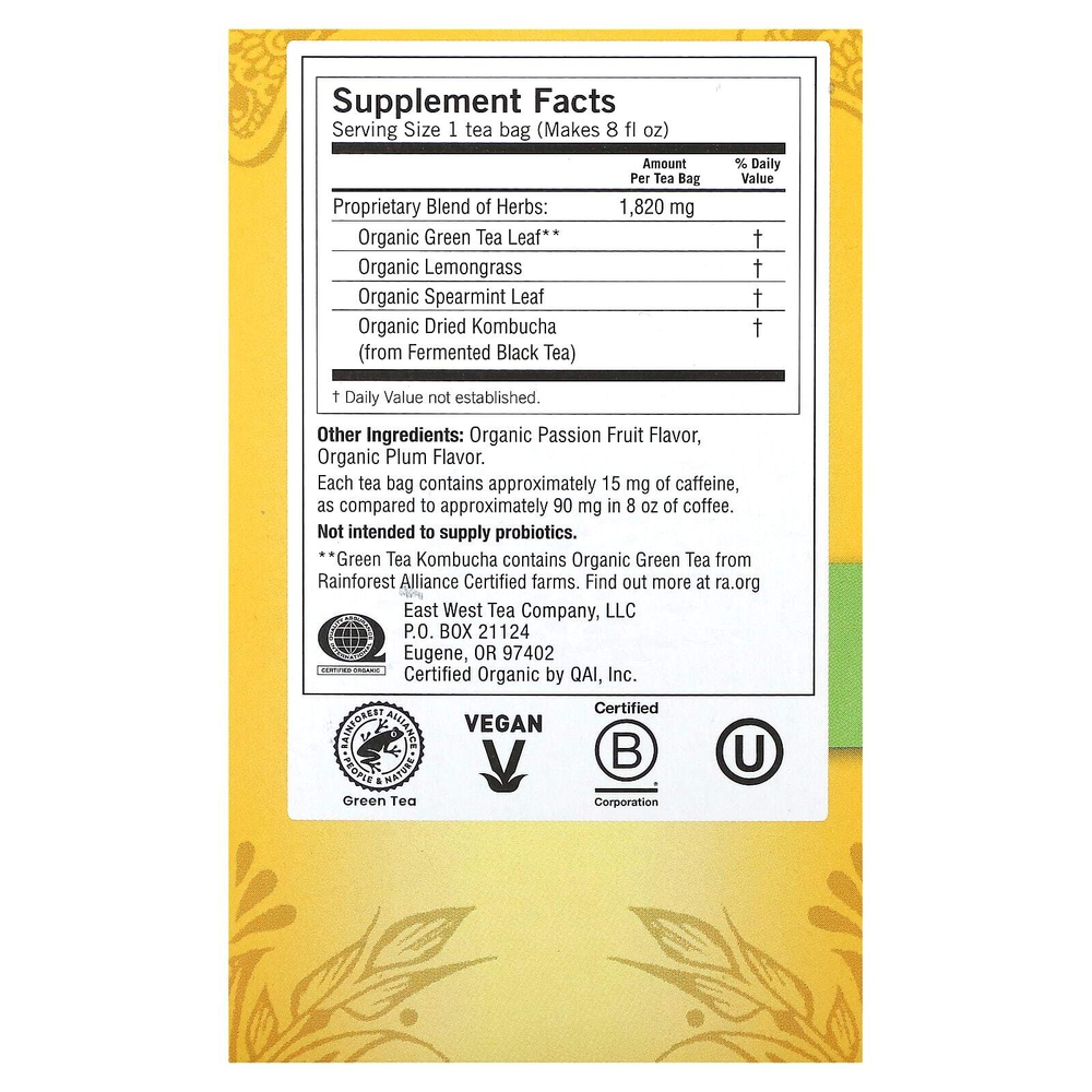 Yogi Tea, зеленый чай комбуча, 16 чайных пакетиков, 32 г (1,12 унции)