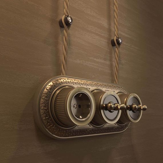 Переключатель-выключатель одноклавишный Werkel бронзовый Ретро W5712012 4690389166617