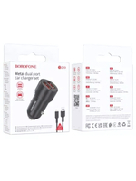 Автомобильное зарядное устройство Borofone BZ19 2.4A 2xUSB Black