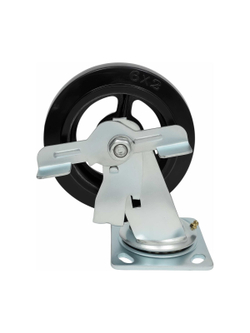 Колесо промышленное поворотное с тормозом с подшипником 160мм резина/чугун Gigant G-04-09-53