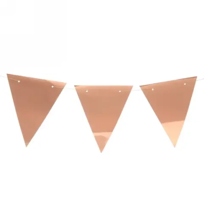 Растяжка «Праздничные флажки» 2,5 м 13*17,5 см Глянец, (10 штук), шампань