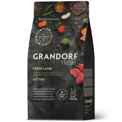 Сухой корм беззерновой GRANDORF FRESH CAT Lamb KITTEN ягненок с бататом для котят, беременных или кормящих кошек 2кг
