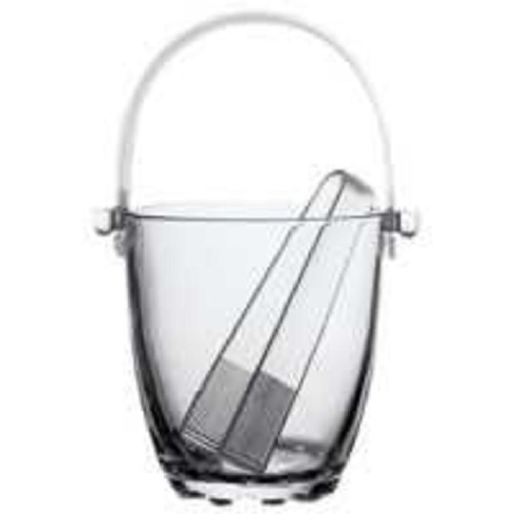 Емкость Ведро для льда 0,84 л d12 см h13 см стекло + щипцы   Pasabahce
