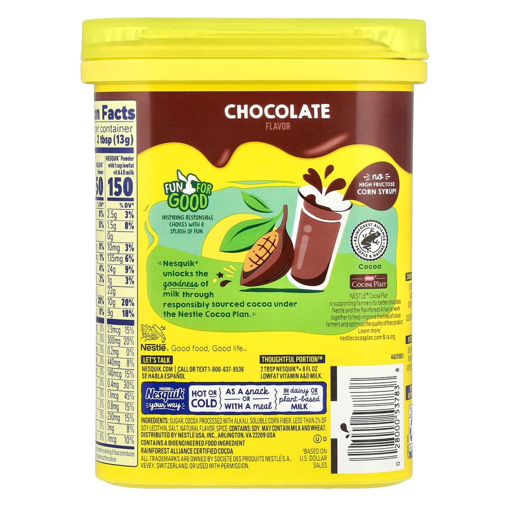 Nesquik, Nestle, порошок, шоколад, 285 г (10 унций)