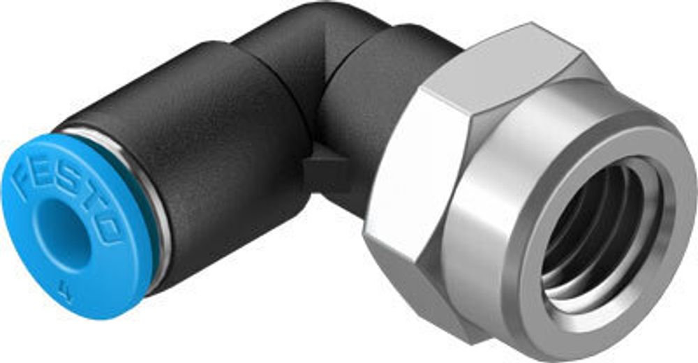 QSLF-1/8-4-B Угловой штуцер с цанговым зажимом и резьбой