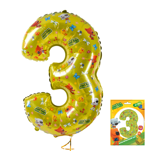 Шар фольгированный Цифра "3" 32'' Ми-ми-мишки с гелием