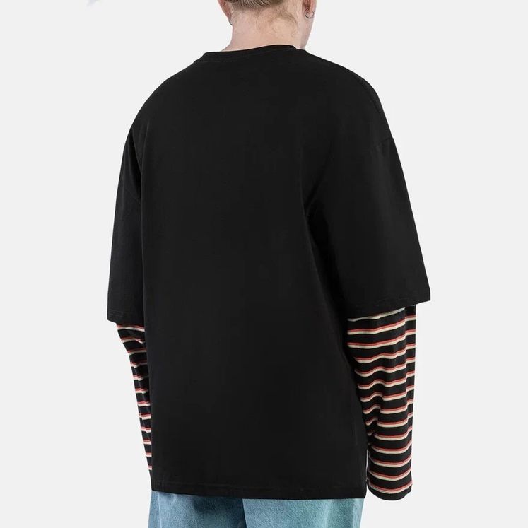 Лонгслив HAIDED SKRT двойной рукав, черн/бел/красный