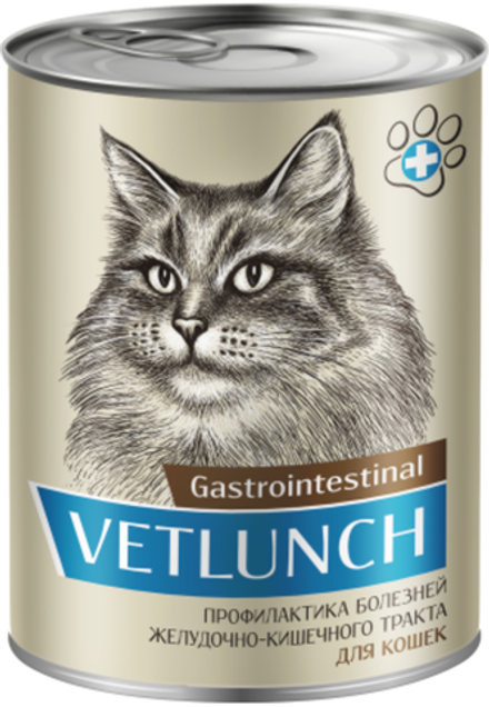 Vetlunch Gastrointestinal для кошек Профилактика болезней желудочно-кишечного тракта, 340г.