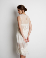 Топ из шелка с вышивкой молочный