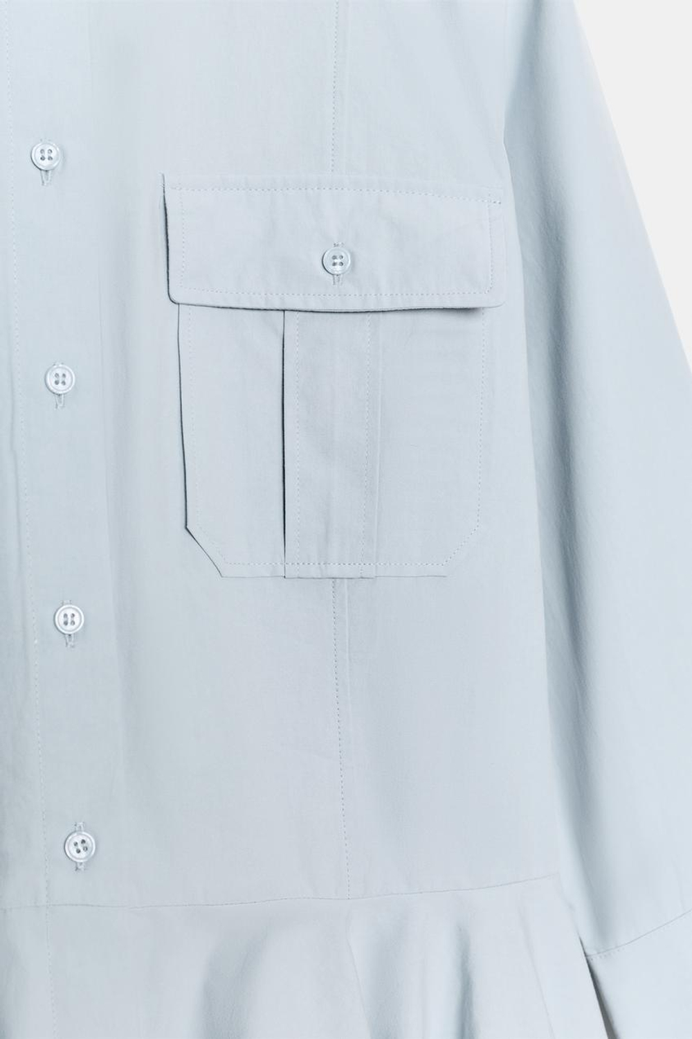 ZARA ПЛАТЬЕ-РУБАШКА ПЛИССЕ — ZW COLLECTION, ГОЛУБОЙ